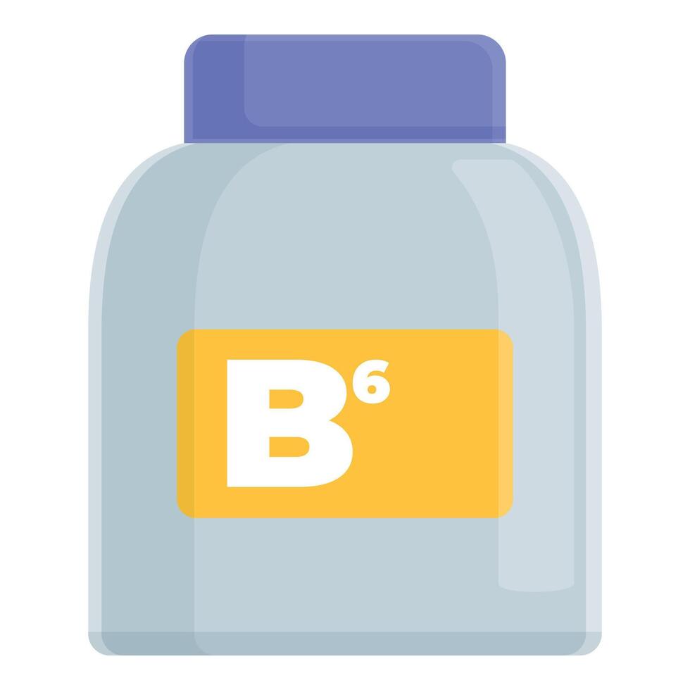 B6 vitamin jar icon cartoon vector. Supplement capsule vector