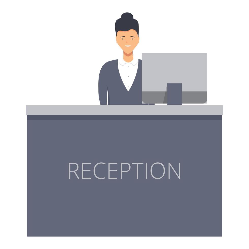 Reception intro desk icon cartoon vector. Support help vector