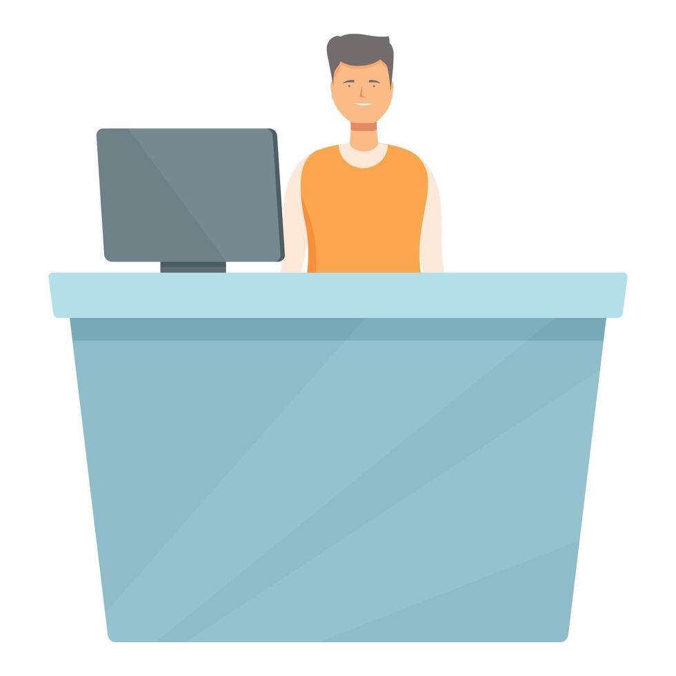 Service desk icon cartoon vector. Receptionist work vector