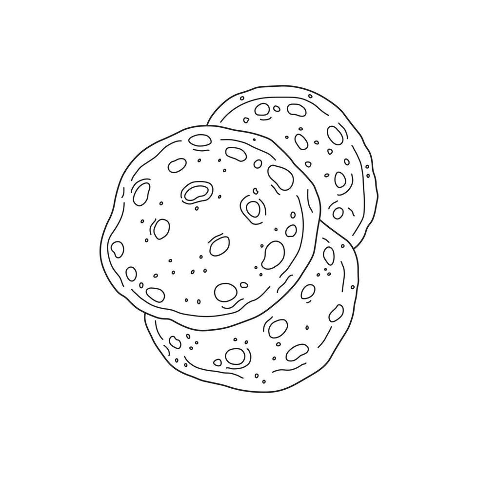 Hand drawn naan icon Cartoon Vector illustration Isolated on White Background