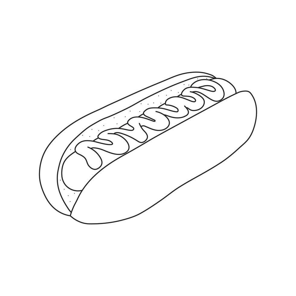 Hand drawn hotdog icon Cartoon Vector illustration Isolated on White Background