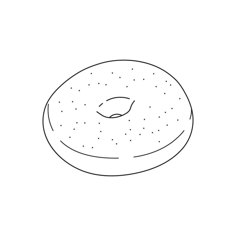 Hand drawn Bagel icon Cartoon Vector illustration Isolated on White Background