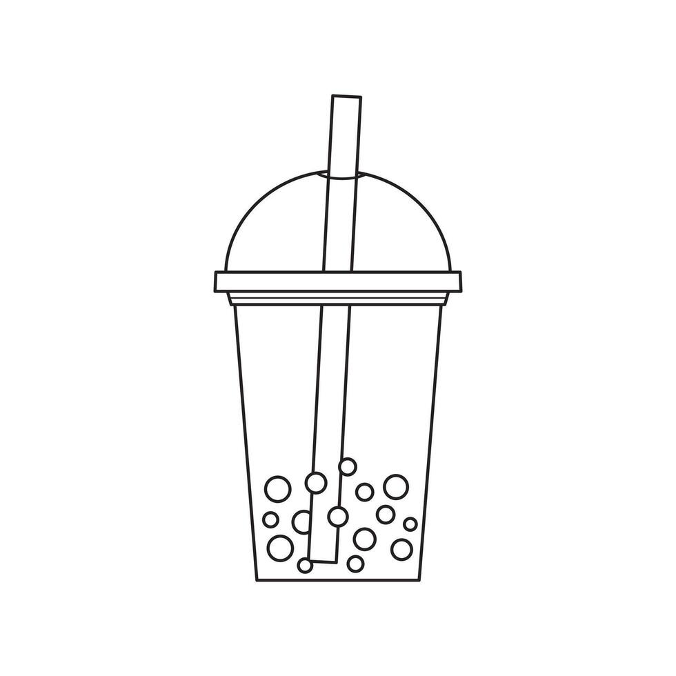 Hand drawn Kids drawing Cartoon Vector illustration bubble tea drink icon Isolated on White Background