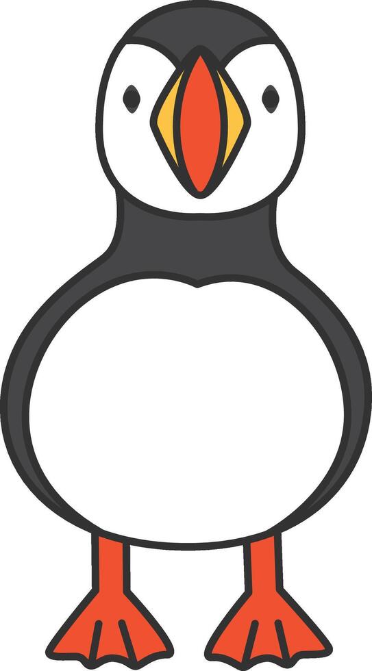 Cute cartoon puffin on a white background. Vector illustration.