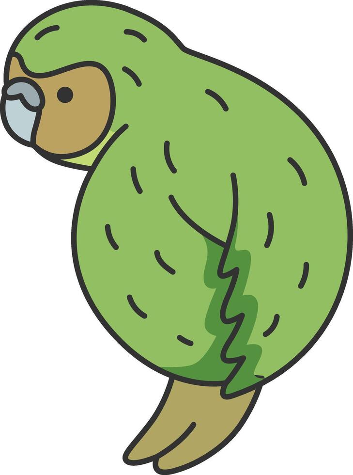 kakapo loro. vector ilustración en garabatear estilo en blanco antecedentes