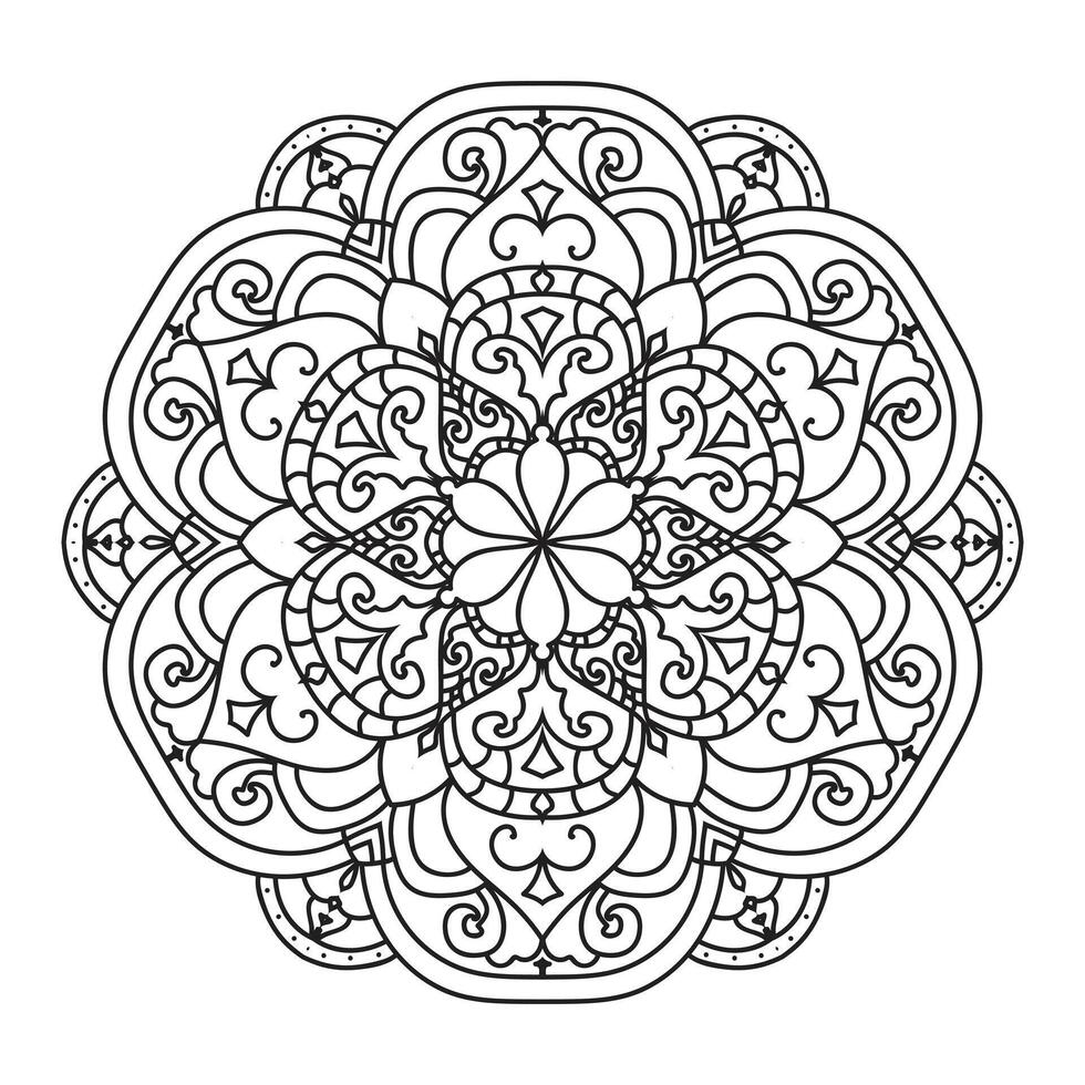 Mandala design for adult coloring page Vector mandala outline design