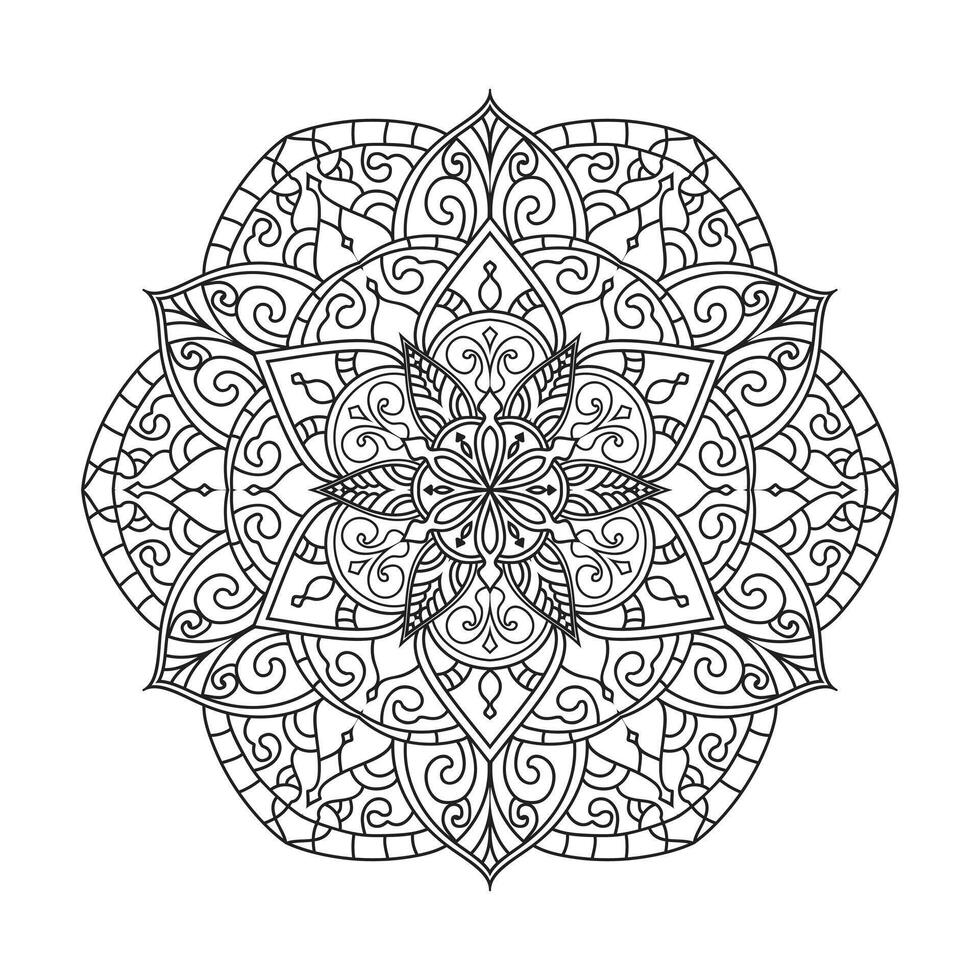 contorno mandala para colorante libro. negro y blanco mandala vector