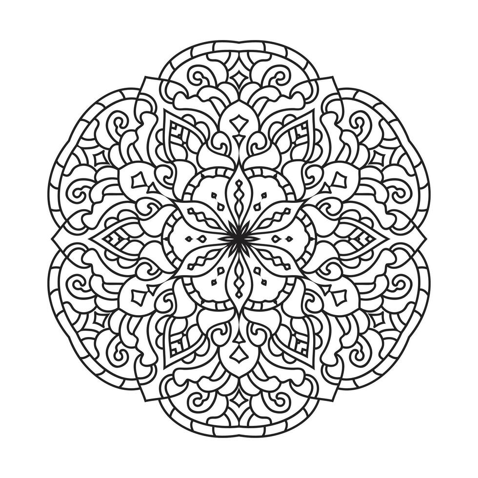 contorno mandala para colorante libro. negro y blanco mandala vector