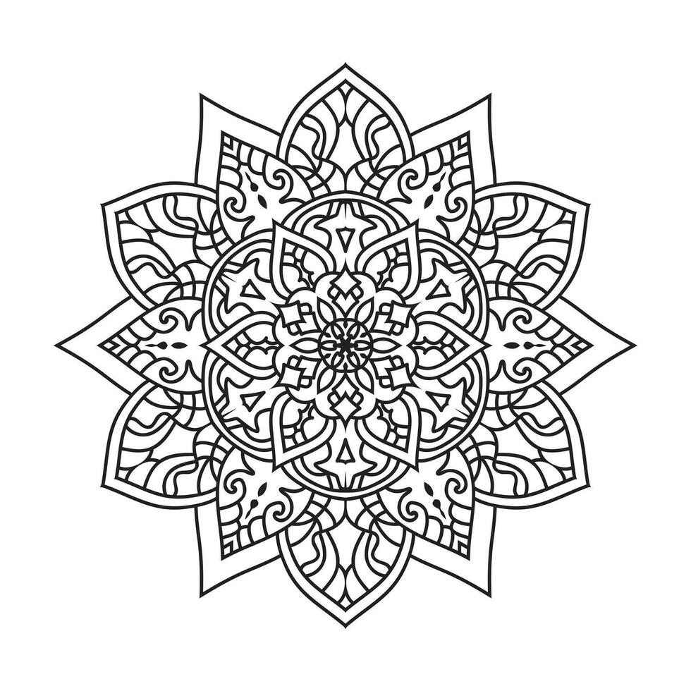 Outline mandala for coloring book. Black and white Mandala vector