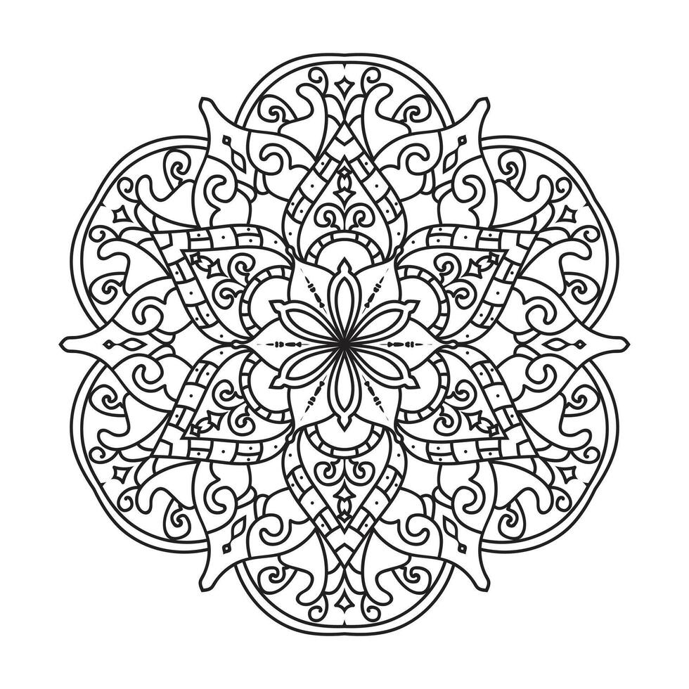 Mandala design for adult coloring page Vector mandala outline design