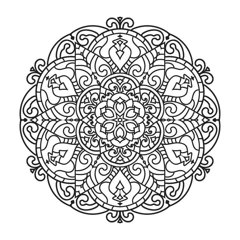 Mandala design for adult coloring page vector