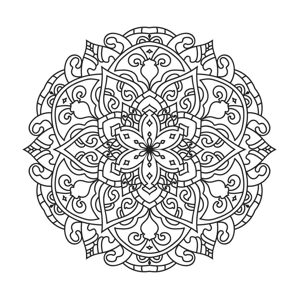 contorno mandala para colorante libro. negro y blanco mandala vector