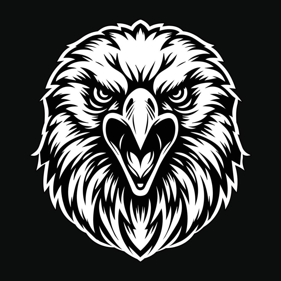 Dark Art Angry Beast Eagle Head Black and White Illustration vector