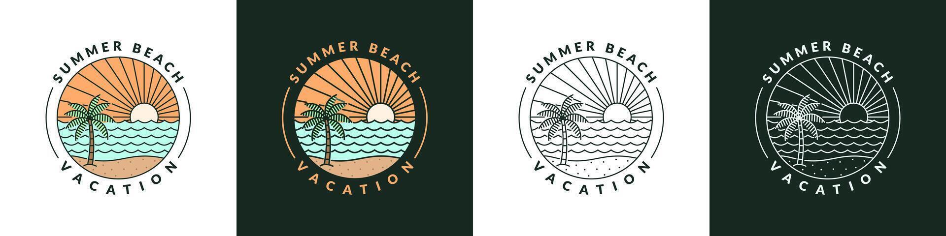 illustration of beach monoline or line art style vector