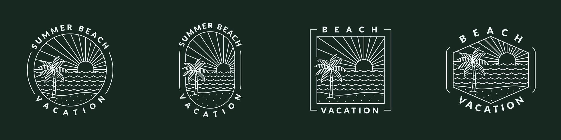 illustration of beach monoline or line art style vector
