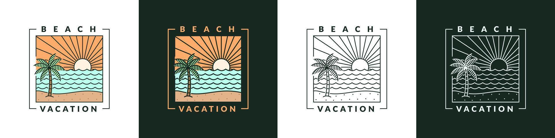 illustration of beach monoline or line art style vector