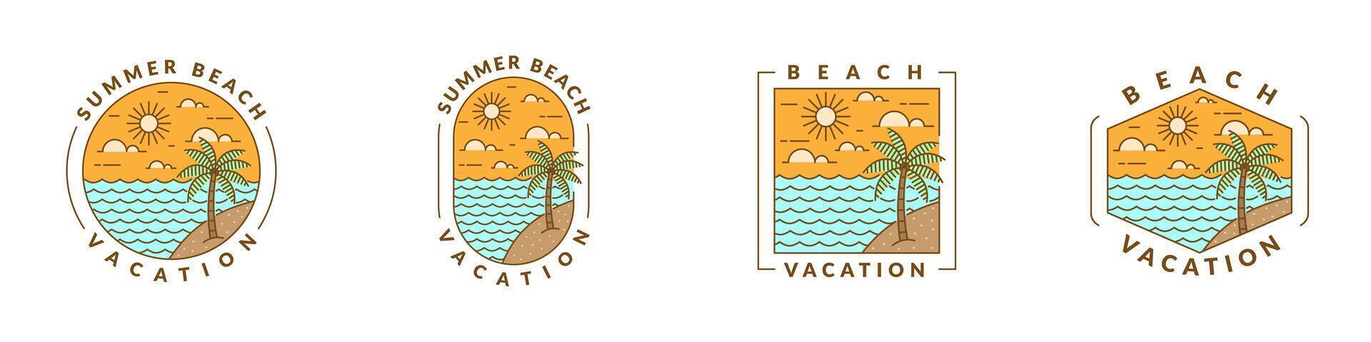 illustration of beach monoline or line art style vector