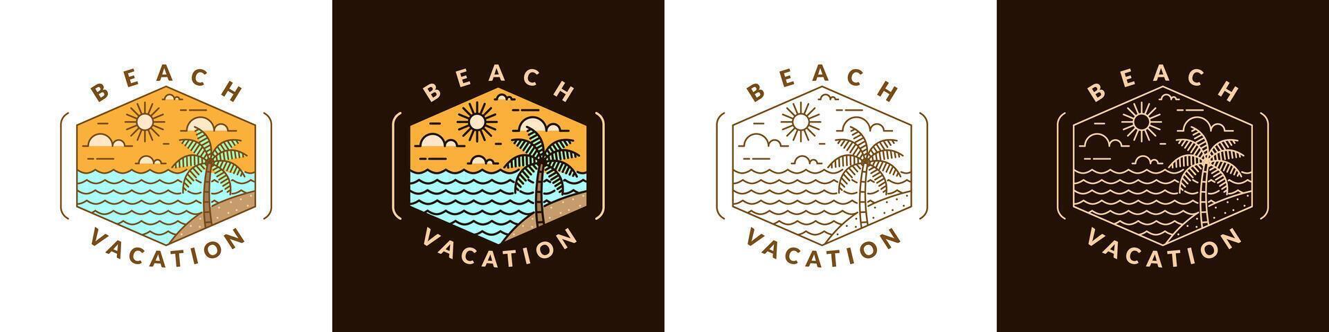 illustration of beach monoline or line art style vector