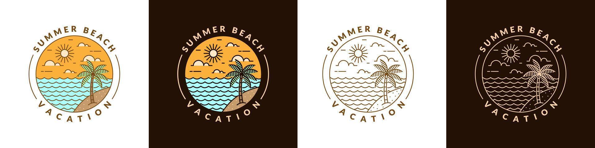 illustration of beach monoline or line art style vector