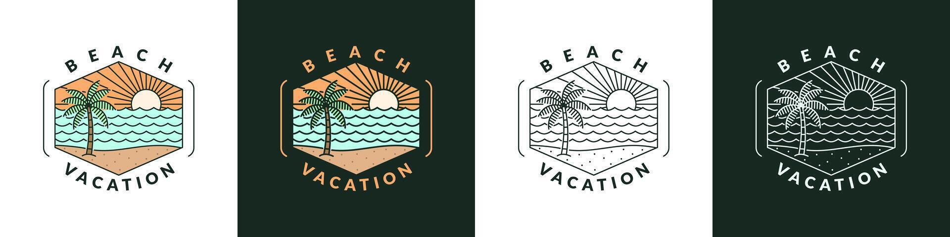 illustration of beach monoline or line art style vector