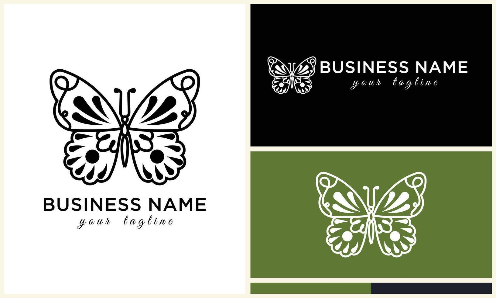 line art butterfly logo template vector