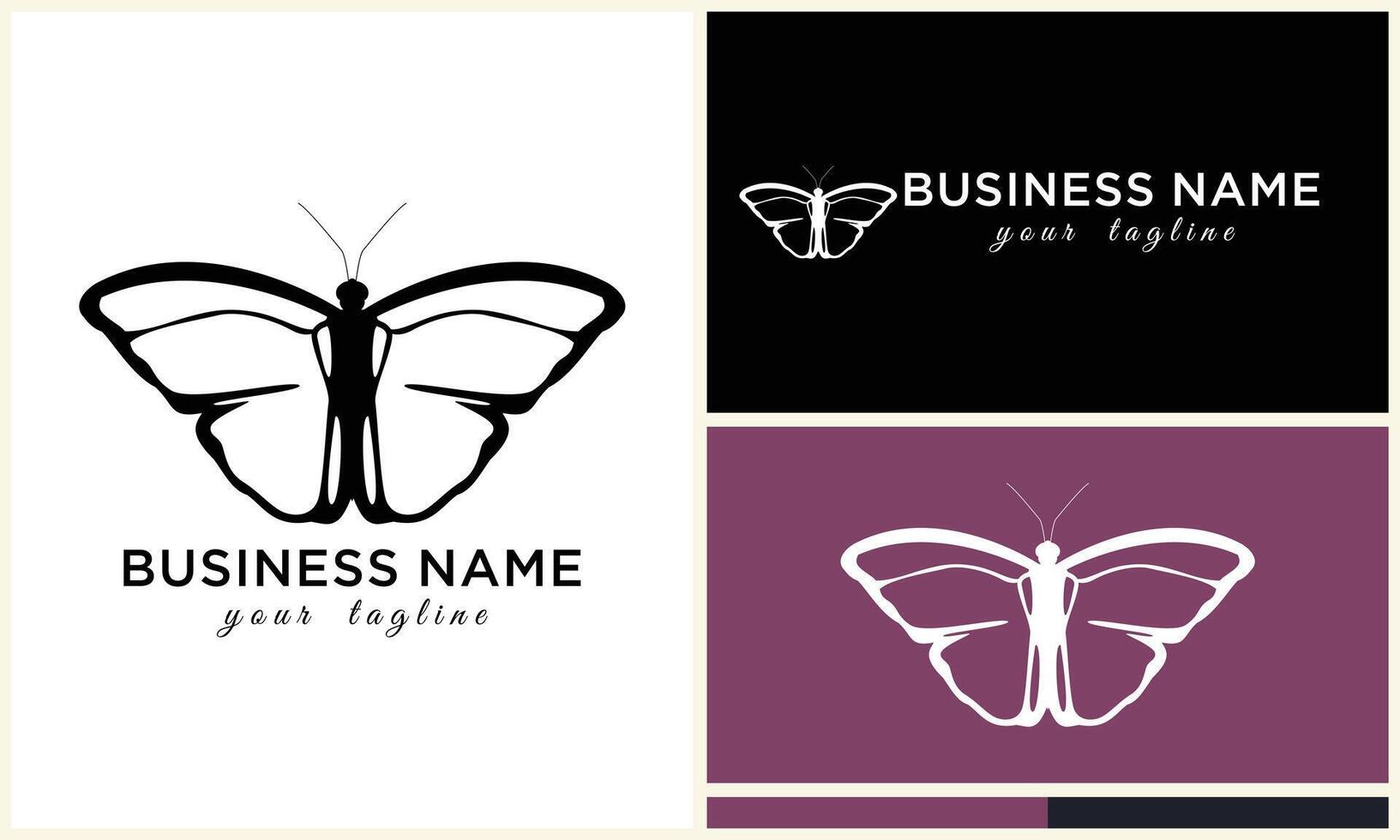 line art butterfly logo template vector