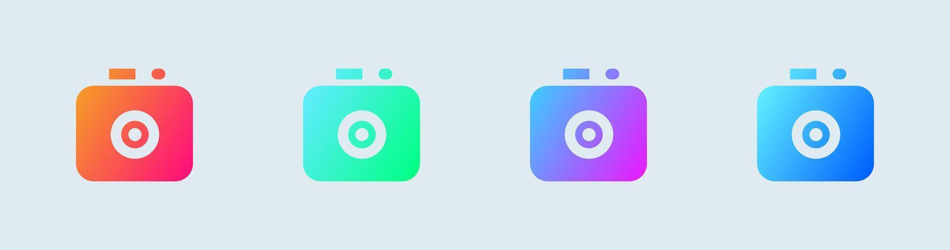 Camera solid icon in gradient colors. Capture buttons signs vector illustration.