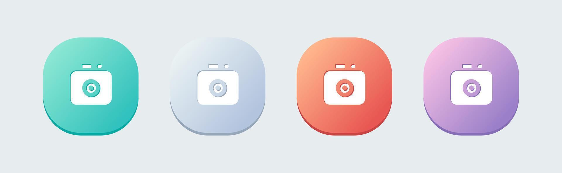 Camera solid icon in flat design style. Capture buttons signs vector illustration.