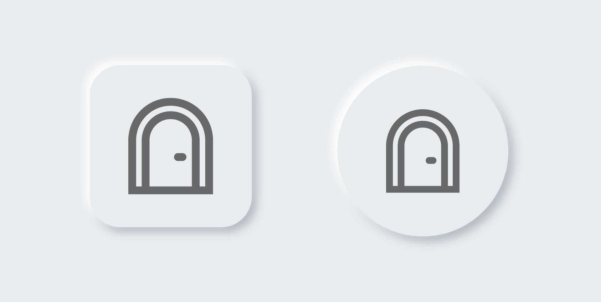 Door line icon in neomorphic design style. Doorway signs vector illustration.