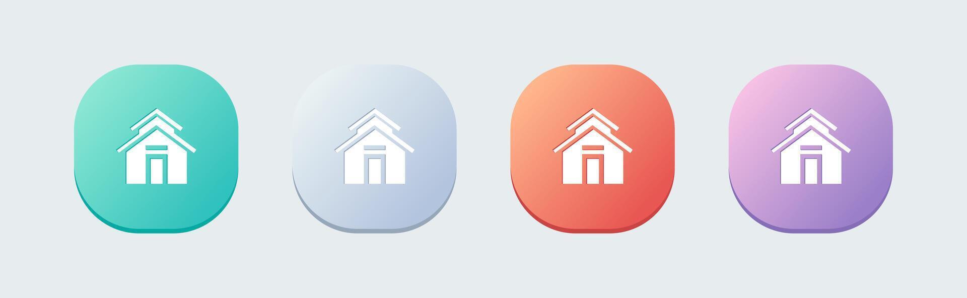 Home button solid icon in flat design style. House signs vector illustration.