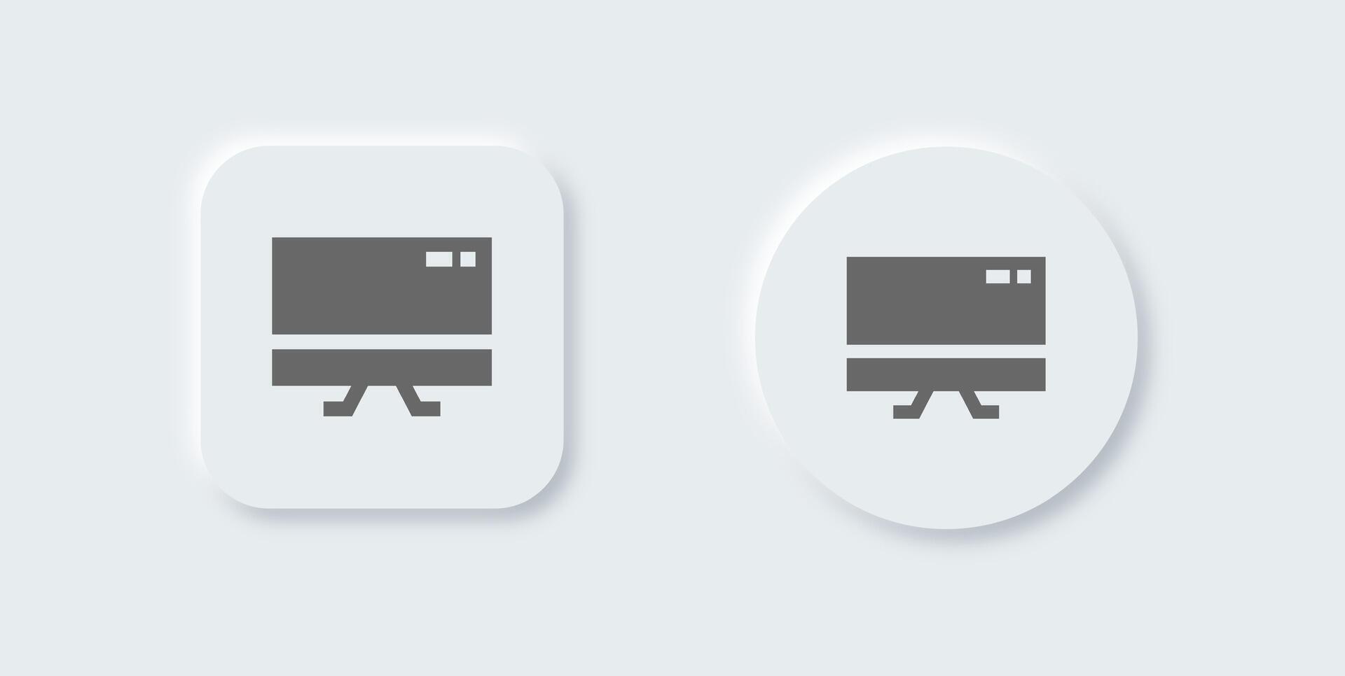 Display solid icon in neomorphic design style. Screen device signs vector illustration.