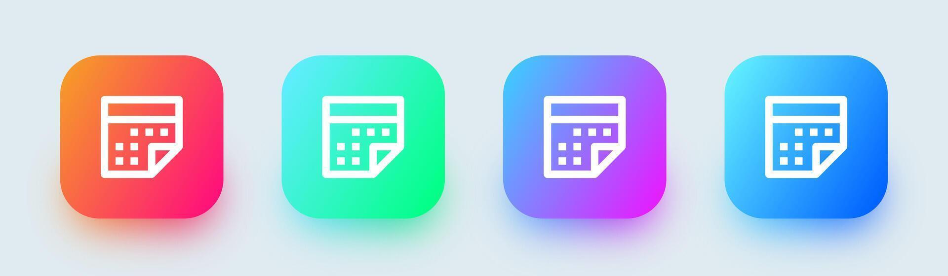 Calendar line icon in square gradient colors. Event signs vector illustration.