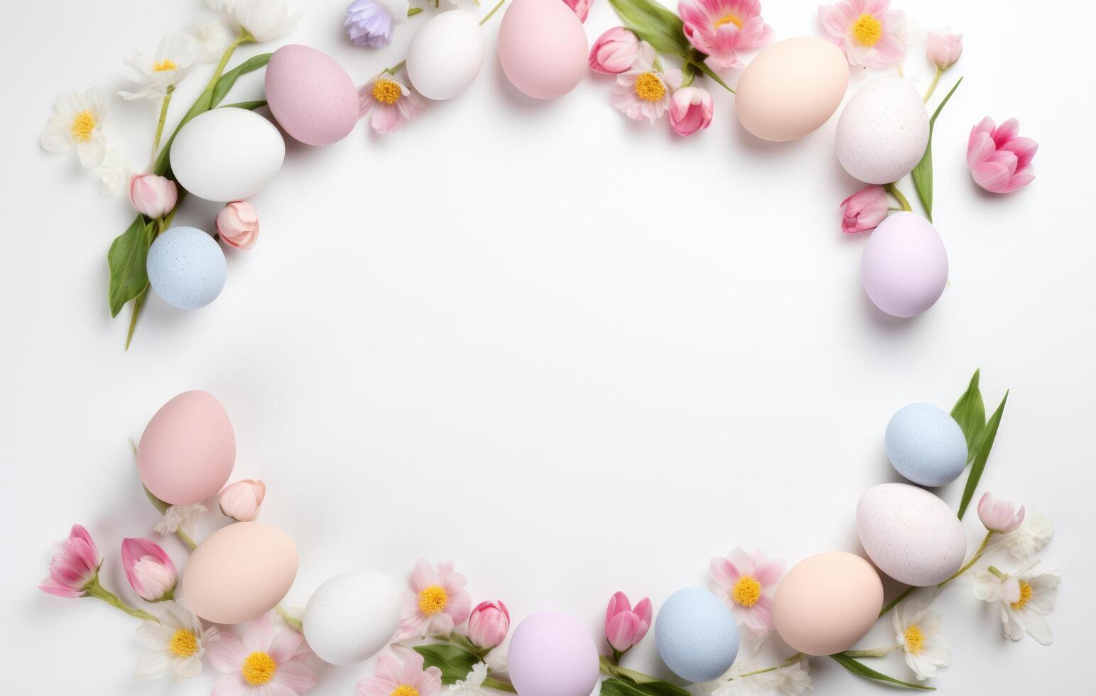 AI generated the colored easter eggs are placed around the frame photo