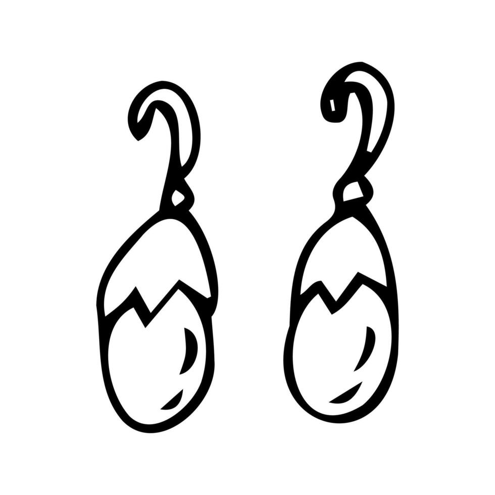 Hand drawn sketch of pearl earrings doodle vector illustration. Can used for beauty banner for jewellery business.