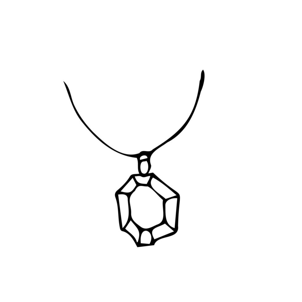 Hand drawn sketch of pedant necklace outline. Vector illustration