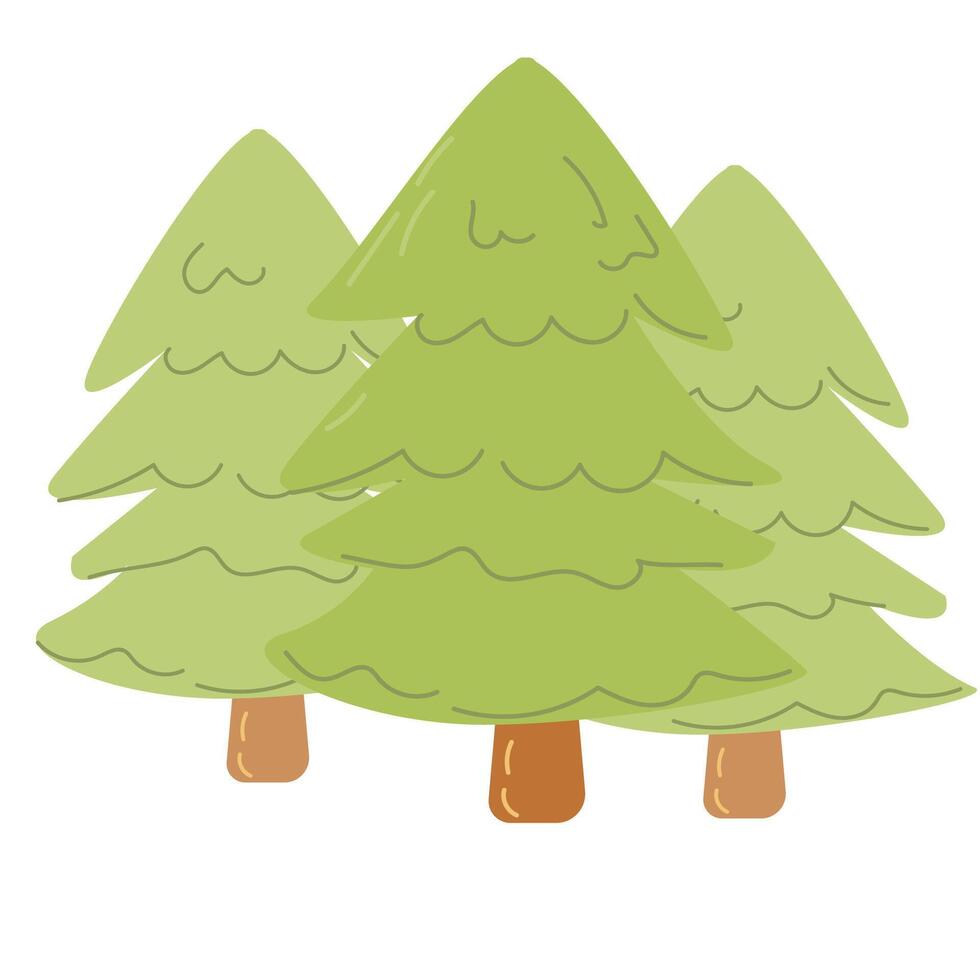 christmas tree forest in cartoon hand drawn style. Vector illustration can used for card. banner, poster.