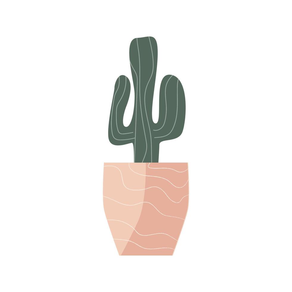Cactus icon, Home plant cactus in pink pot. Vector illustration isolated. Can used for greeting card, banner, sticker, wallpaper, decoration banner and poster. Home plant in decorative pot.