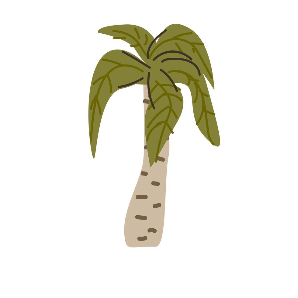 mano dibujado exótico palma árbol en verde color. vector ilustración lata usado para saludo tarjeta, bandera, póster.