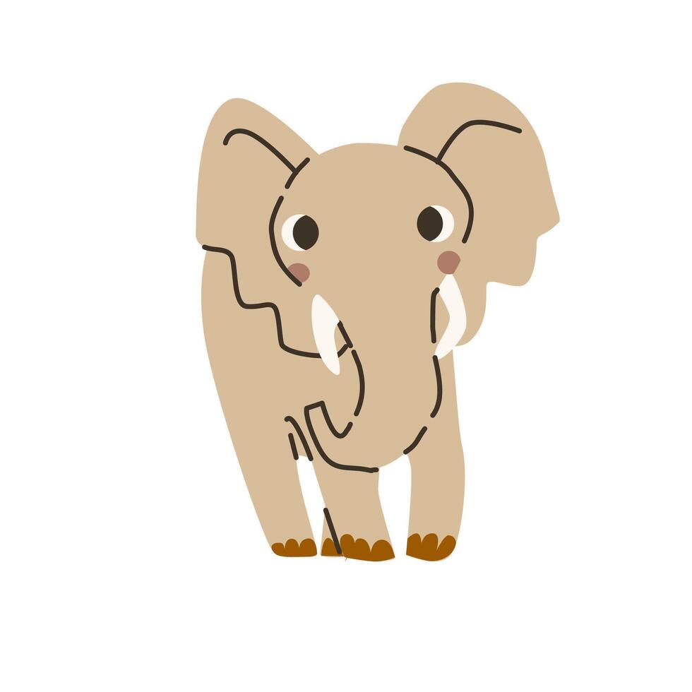 Cute tropical animal elephant baby character isolated. Vector illustration isolated. Can used for cards and backgrounds.