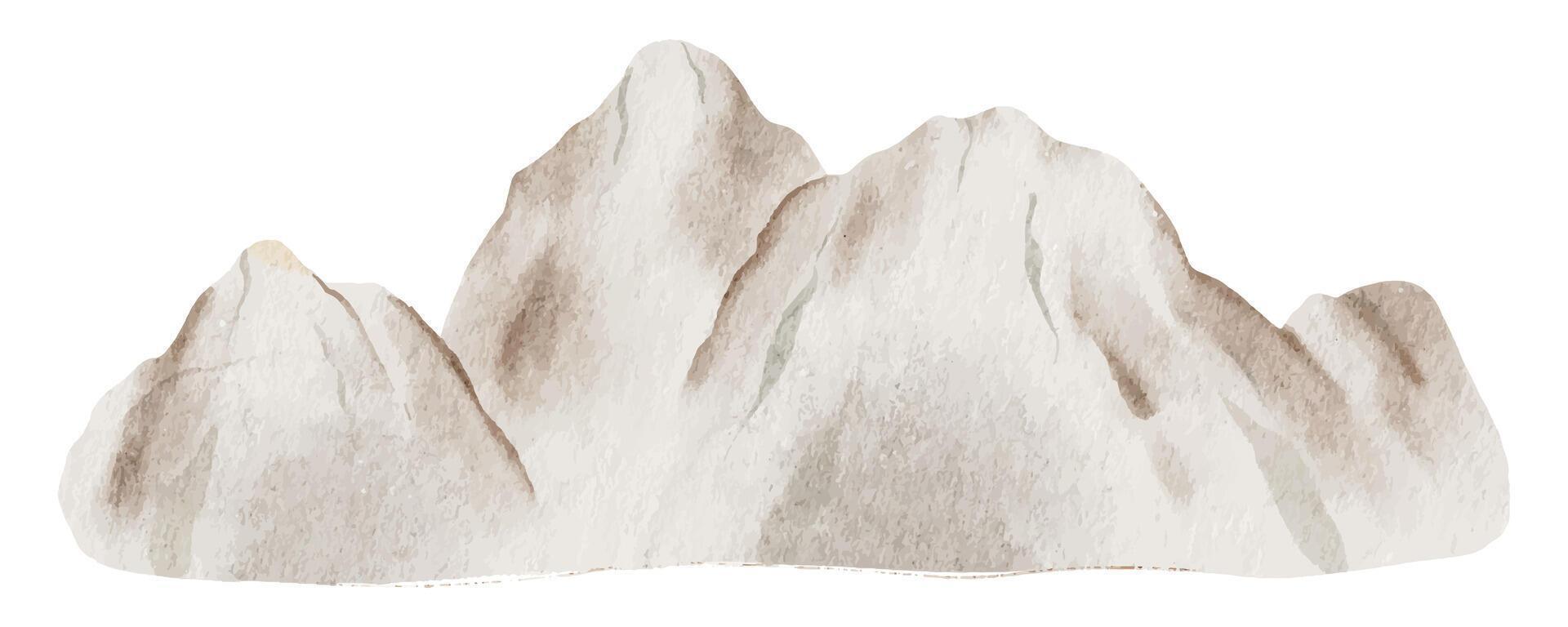 Mountain range. Isolated hand drawn watercolor illustration. A clipart of Mountain landscape children's invitation cards, baby shower, decoration of kid's rooms vector