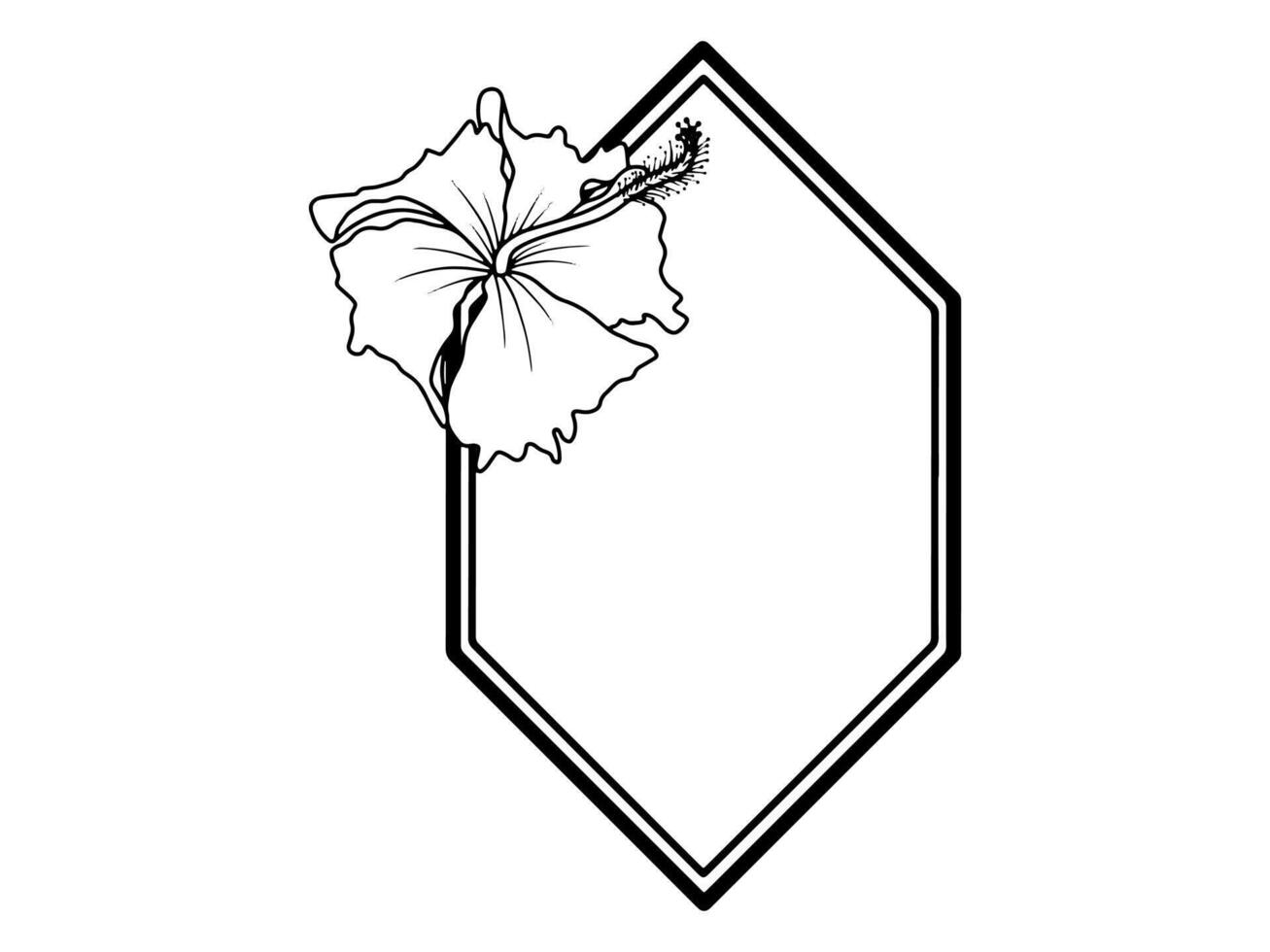 Hand Drawn Flower Frame Line Art vector