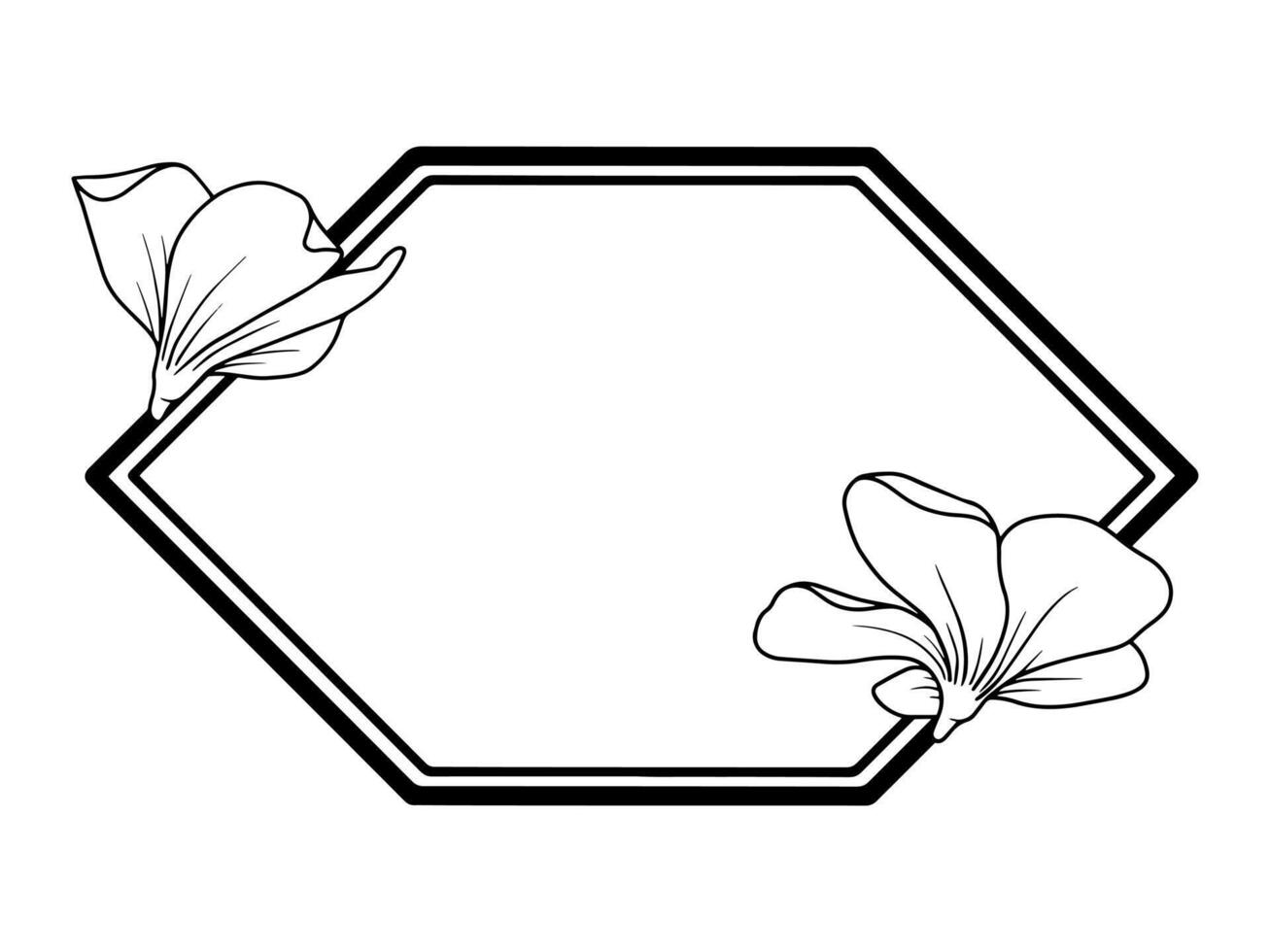 Flower Frame Black and White vector