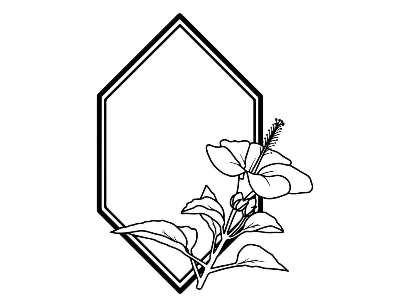 Flower Frame Sketch Line Art vector