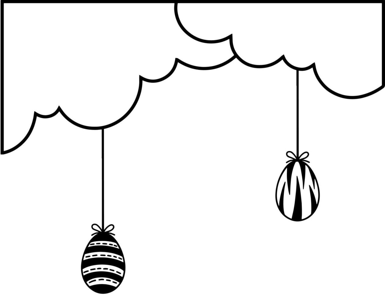 Easter Eggs Border Line Art vector