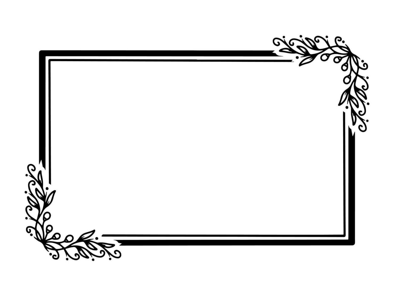 Flower Frame Sketch Line Art vector