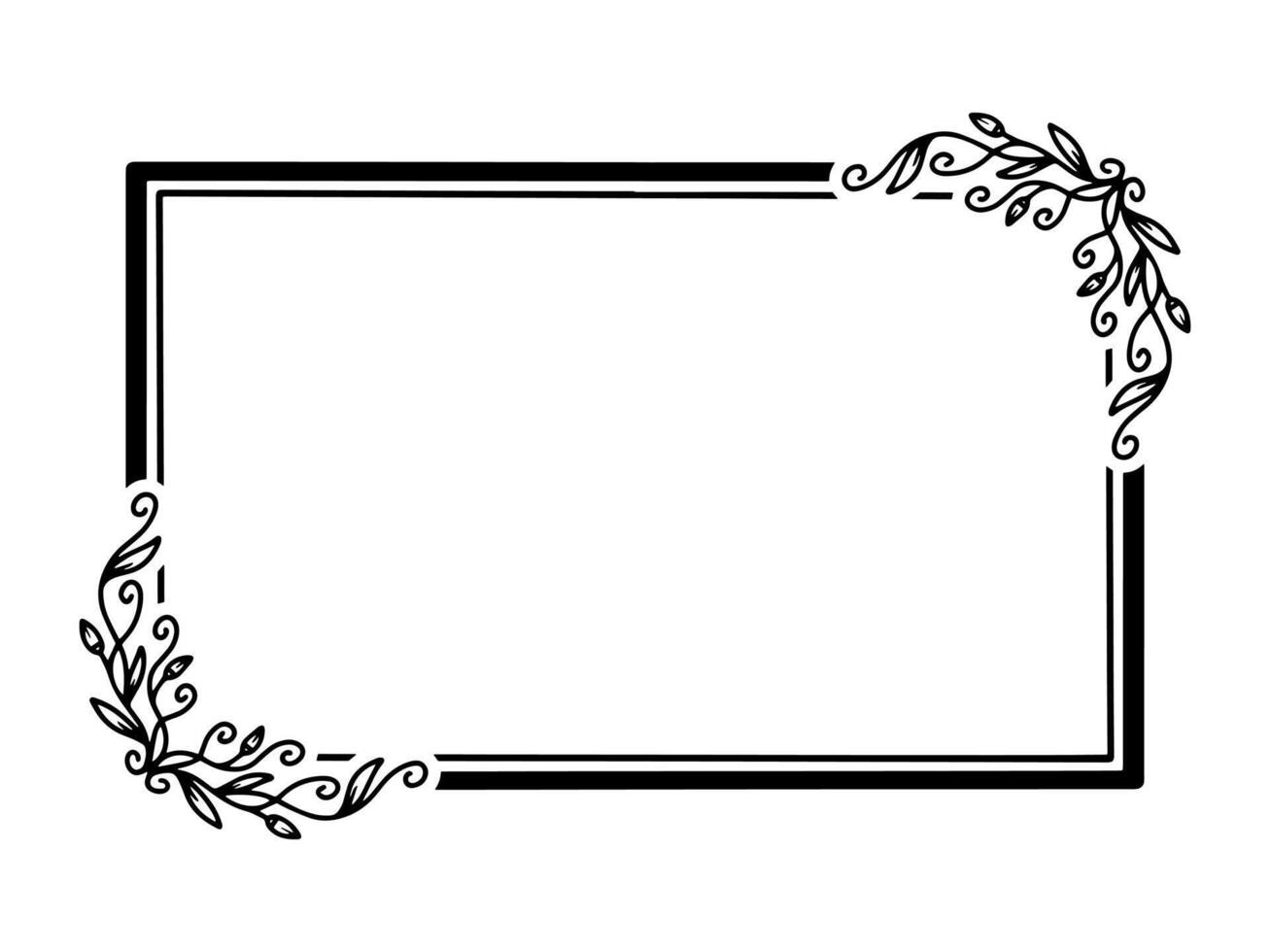 Flower Frame Sketch Line Art vector