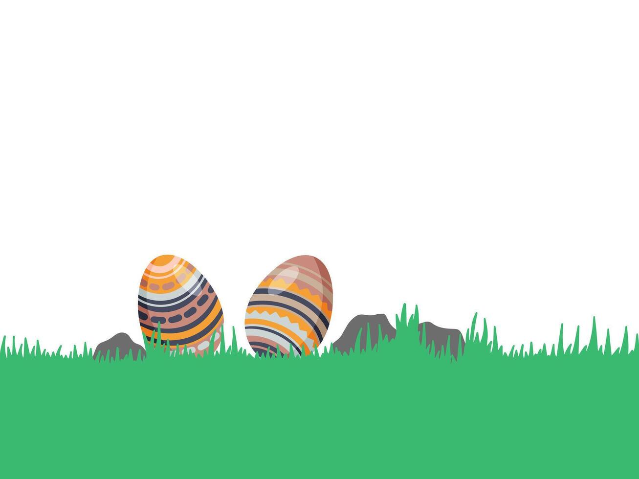 Pascua de Resurrección huevos en verde césped vector
