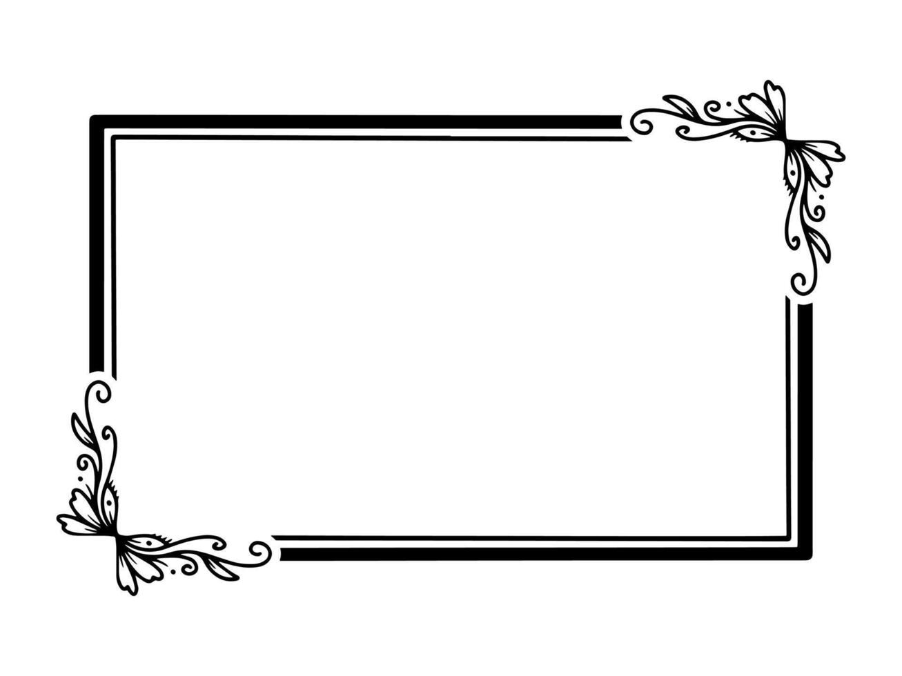 Flower Frame Sketch Line Art vector