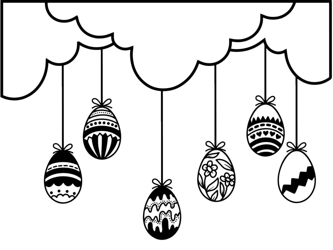 Easter Eggs Line Art Background vector