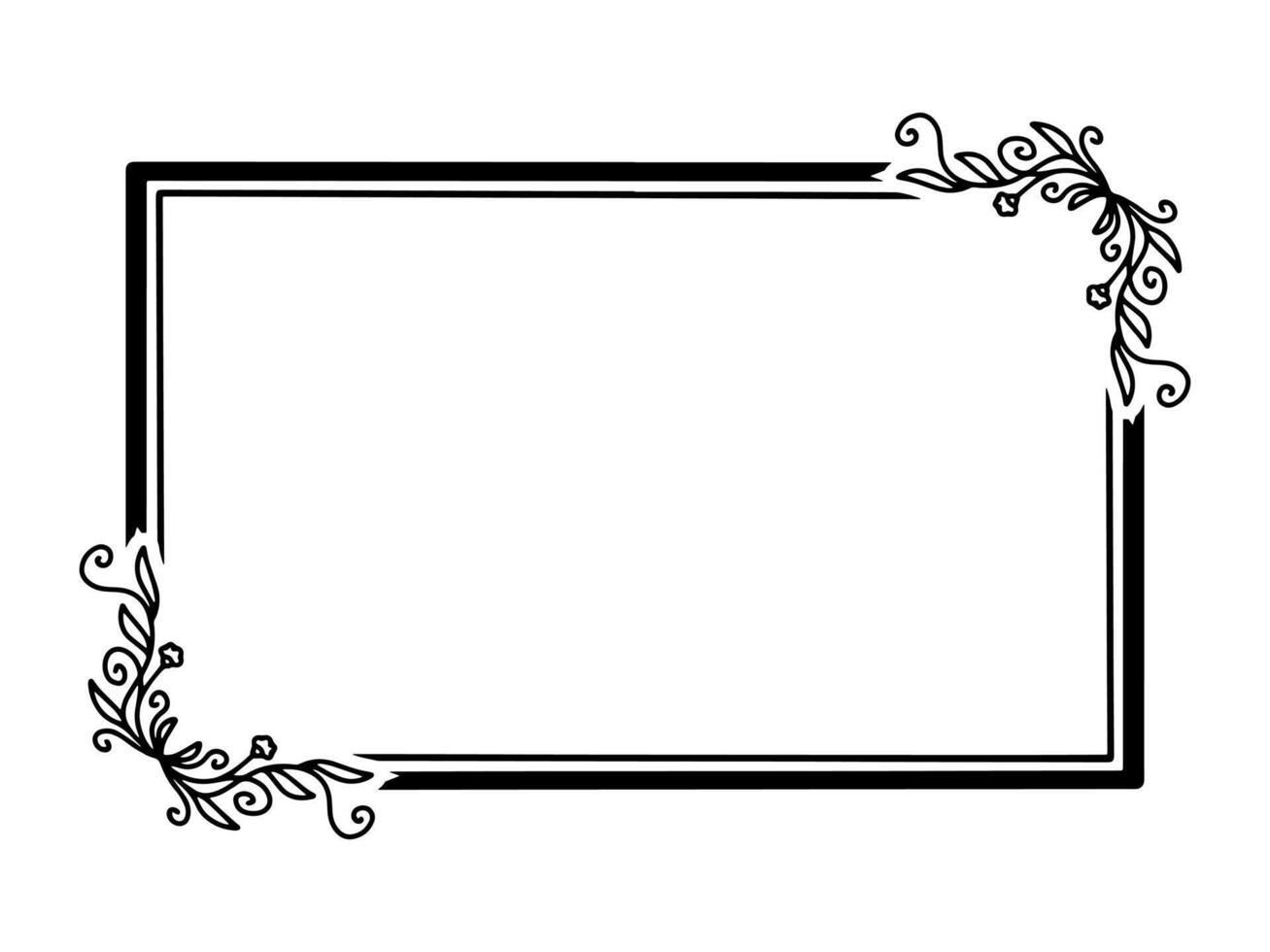 Flower Frame Sketch Line Art vector